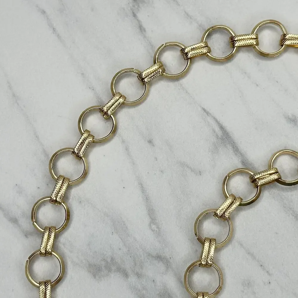 Gold Tone Open Hoop Metal Chain Link Belt Decorative O Ring One Size ✨